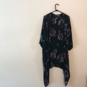 Dark green floral kimono